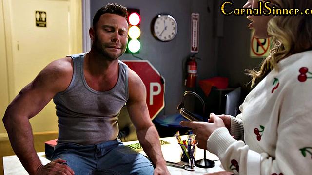 Bigbooty babe doggystyled by mechanic after deepthroat