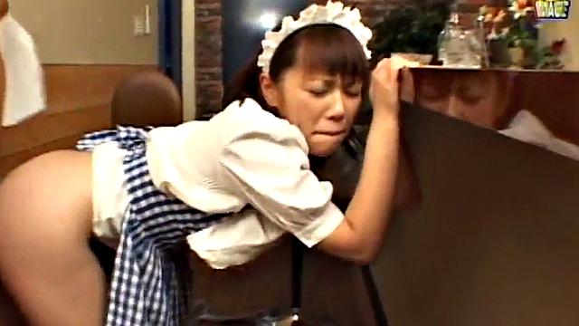 Busty Japanese teen sucks a dick