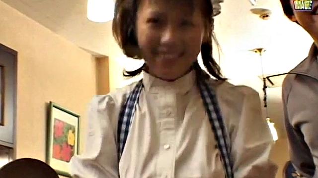 Busty Japanese teen sucks a dick