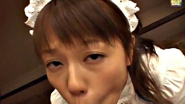 Busty Japanese teen sucks a dick