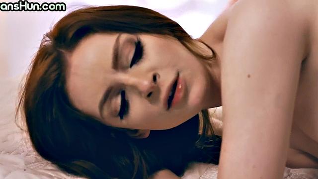 Busty TS MILF spanks and fucks babe in pussy in doggystyle