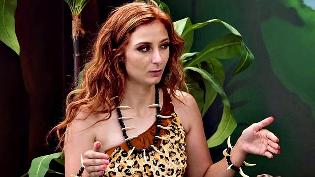 Ginger babe's 1st time riding and sucking cock on camera