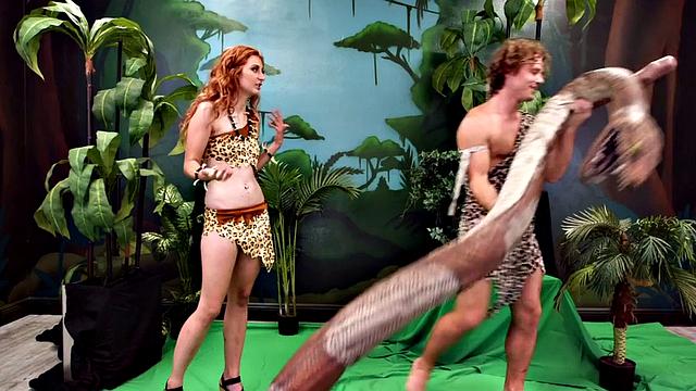 Ginger babe's 1st time riding and sucking cock on camera