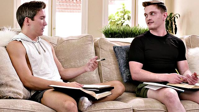 Deepthroating stud drills BFs butt on couch