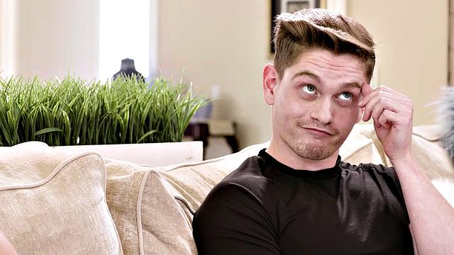 Deepthroating stud drills BFs butt on couch