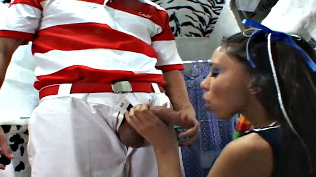 Hot Brunette Blowjob and Fucking Slut on Van