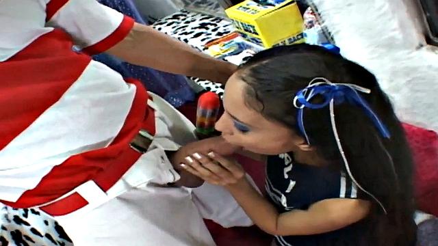 Hot Brunette Blowjob and Fucking Slut on Van