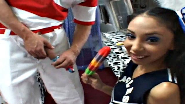 Hot Brunette Blowjob and Fucking Slut on Van