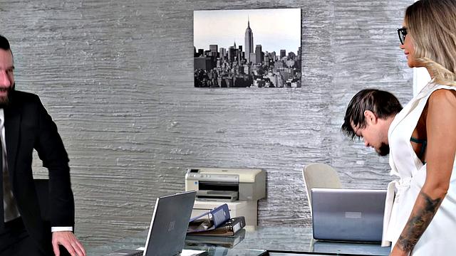 Wild Office DP with Busty Blonde Boss Monika Fox