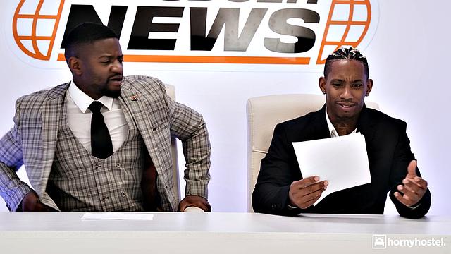 Ведущая прогноза погоды отдается двум черным хуям на диване