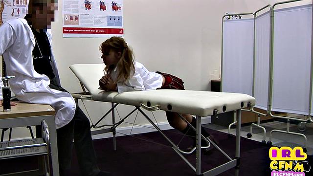 College uniform 21yo slut 3way fucked at doctor's infirmary