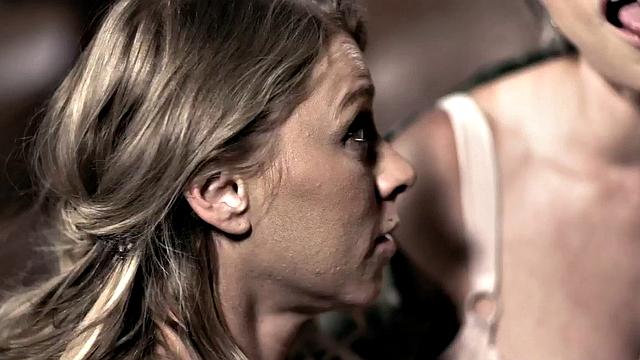 Busty MILF and mature wife fucked in a 3some on the couch