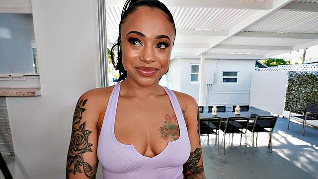 Ink Latina maid riding cock in POV