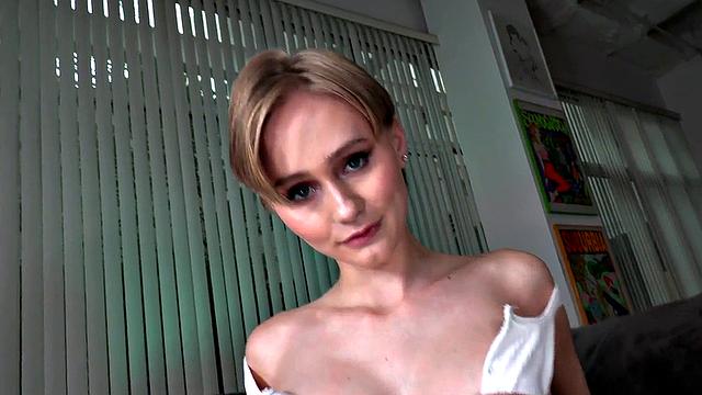 POV amateur anal babe with perky tits fucked in closeup