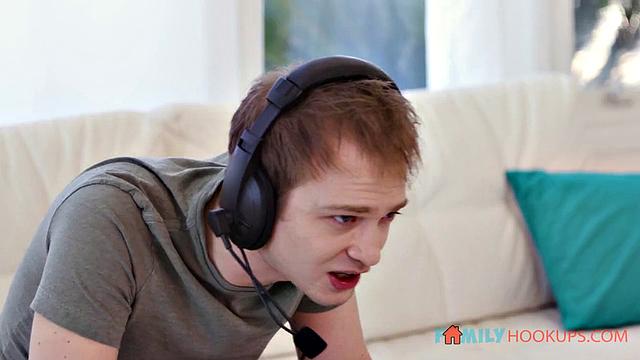 Busty blonde Katie Monroe bonds with her stepson by fucking him