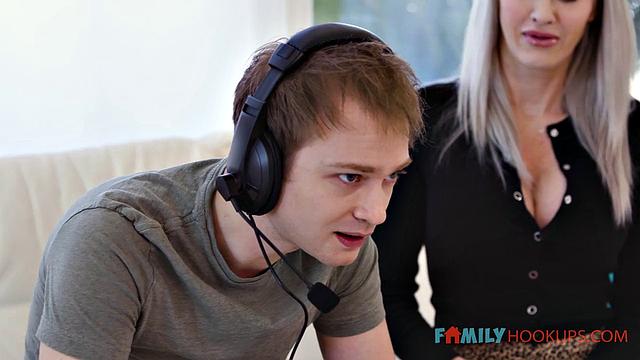 Busty blonde Katie Monroe bonds with her stepson by fucking him