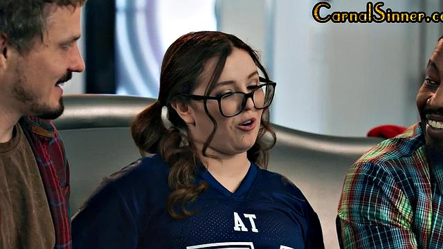 Nerdy babe bnged by BBC in 3some after sucking