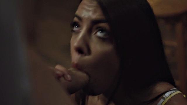 Petite stepsis sucking stepbros cock before riding it