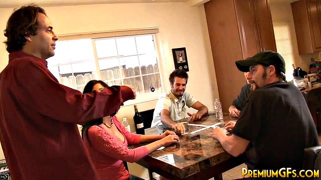 Gangbang teen soaked in cumshots