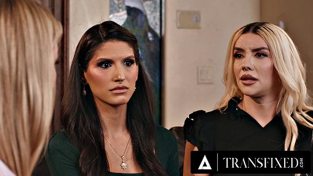 TRANSFIXED - Strict Auditor Rachael Cavalli Makes Sure Two Hot Trans Roommates Fuck Together