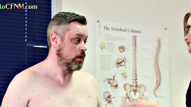 CFNM British nurses jerk small cock in group