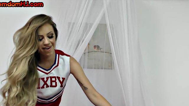 Femdom cheerleader babe rides dick after pussylicked
