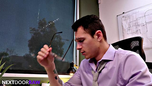 Muscly Colleague Flip Fucks Tatted Hottie At Office - Jayden Marcos, Logan Aarons - NextDoorStudios