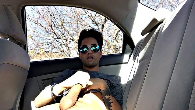 Our featured solo boy of the week is Lucas Prescott, a big dick twink who jerks off in his car. He pushes his pants down to his knees and quickly works up a stiff one, while looking around to make sure no one is approaching.