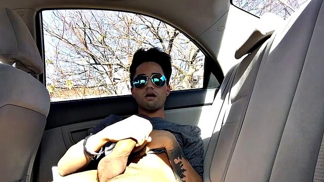 Our featured solo boy of the week is Lucas Prescott, a big dick twink who jerks off in his car. He pushes his pants down to his knees and quickly works up a stiff one, while looking around to make sure no one is approaching.