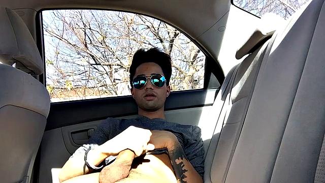 Our featured solo boy of the week is Lucas Prescott, a big dick twink who jerks off in his car. He pushes his pants down to his knees and quickly works up a stiff one, while looking around to make sure no one is approaching.