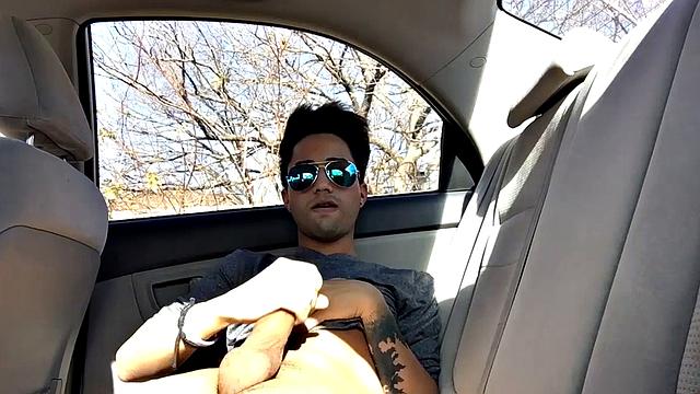 Our featured solo boy of the week is Lucas Prescott, a big dick twink who jerks off in his car. He pushes his pants down to his knees and quickly works up a stiff one, while looking around to make sure no one is approaching.