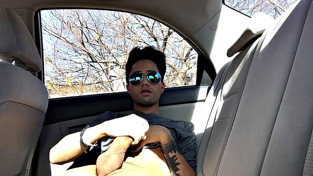 Our featured solo boy of the week is Lucas Prescott, a big dick twink who jerks off in his car. He pushes his pants down to his knees and quickly works up a stiff one, while looking around to make sure no one is approaching.