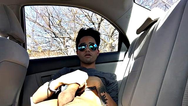 Our featured solo boy of the week is Lucas Prescott, a big dick twink who jerks off in his car. He pushes his pants down to his knees and quickly works up a stiff one, while looking around to make sure no one is approaching.