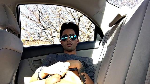 Our featured solo boy of the week is Lucas Prescott, a big dick twink who jerks off in his car. He pushes his pants down to his knees and quickly works up a stiff one, while looking around to make sure no one is approaching.