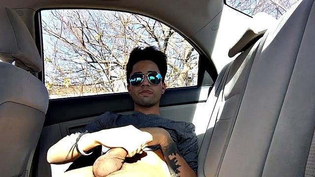 Our featured solo boy of the week is Lucas Prescott, a big dick twink who jerks off in his car. He pushes his pants down to his knees and quickly works up a stiff one, while looking around to make sure no one is approaching.