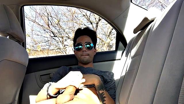 Our featured solo boy of the week is Lucas Prescott, a big dick twink who jerks off in his car. He pushes his pants down to his knees and quickly works up a stiff one, while looking around to make sure no one is approaching.
