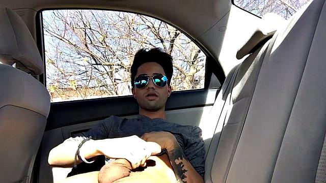 Our featured solo boy of the week is Lucas Prescott, a big dick twink who jerks off in his car. He pushes his pants down to his knees and quickly works up a stiff one, while looking around to make sure no one is approaching.