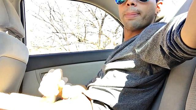 Our featured solo boy of the week is Lucas Prescott, a big dick twink who jerks off in his car. He pushes his pants down to his knees and quickly works up a stiff one, while looking around to make sure no one is approaching.