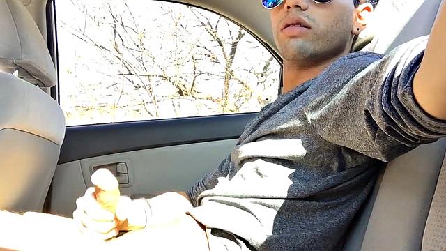Our featured solo boy of the week is Lucas Prescott, a big dick twink who jerks off in his car. He pushes his pants down to his knees and quickly works up a stiff one, while looking around to make sure no one is approaching.