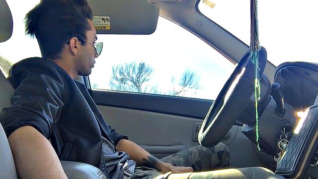 Our featured solo boy of the week is Lucas Prescott, a big dick twink who jerks off in his car. He pushes his pants down to his knees and quickly works up a stiff one, while looking around to make sure no one is approaching.