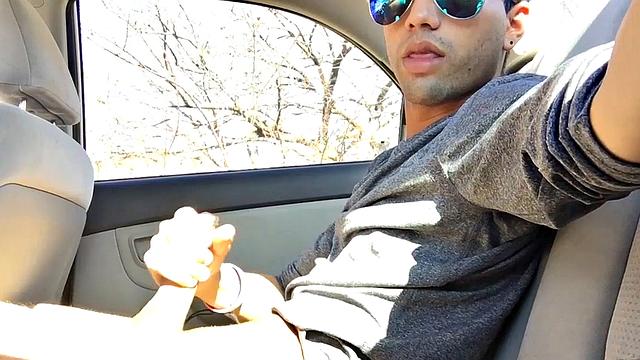 Our featured solo boy of the week is Lucas Prescott, a big dick twink who jerks off in his car. He pushes his pants down to his knees and quickly works up a stiff one, while looking around to make sure no one is approaching.