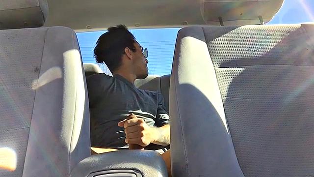 Our featured solo boy of the week is Lucas Prescott, a big dick twink who jerks off in his car. He pushes his pants down to his knees and quickly works up a stiff one, while looking around to make sure no one is approaching.