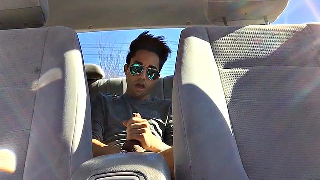 Our featured solo boy of the week is Lucas Prescott, a big dick twink who jerks off in his car. He pushes his pants down to his knees and quickly works up a stiff one, while looking around to make sure no one is approaching.