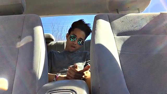 Our featured solo boy of the week is Lucas Prescott, a big dick twink who jerks off in his car. He pushes his pants down to his knees and quickly works up a stiff one, while looking around to make sure no one is approaching.