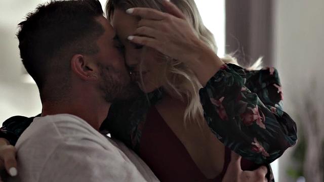 Busty trans goddess sucking boyfriend's dick in kinky couple