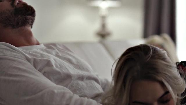 Busty trans goddess sucking boyfriend's dick in kinky couple