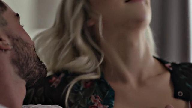 Busty trans goddess sucking boyfriend's dick in kinky couple