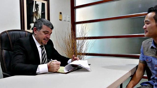 Office Asian twink fingered and bred after blowing DILF