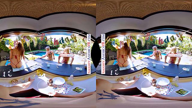 A surprise party turns into a naughty foursome!