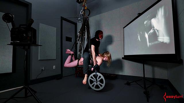 Human film projector taken for a rough ride at the movies